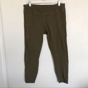 PACT Olive Green Organic Cotton Blend Cropped Pocket Leggings XL